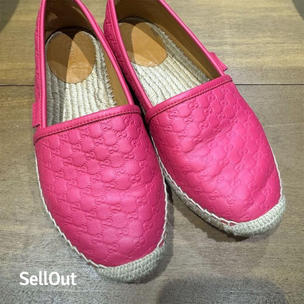 Gucci Women's Pink GG Signature Leather Espadrilles Size 6